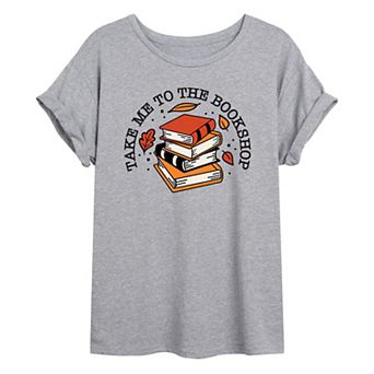 Juniors' Take Me To Book Shop Oversized Graphic Tee