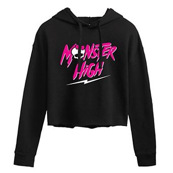 Juniors' Monster High Lightning Bolt Logo Cropped Graphic Hoodie