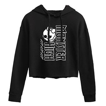 Juniors' Monster High Cropped Cute Skull Logo Graphic Hoodie