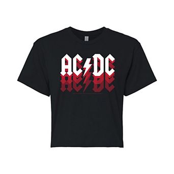 Juniors' AC/DC Logo Fade Cropped Graphic Tee
