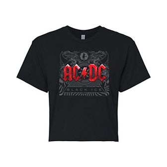 Juniors' AC/DC Black Ice Cropped Graphic Tee