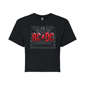 Juniors' AC/DC Black Ice Cropped Graphic Tee