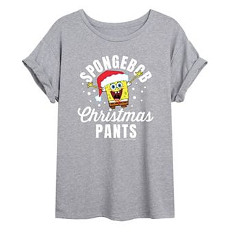 Juniors' SpongeBob Christmas Pants Oversized Graphic Tee