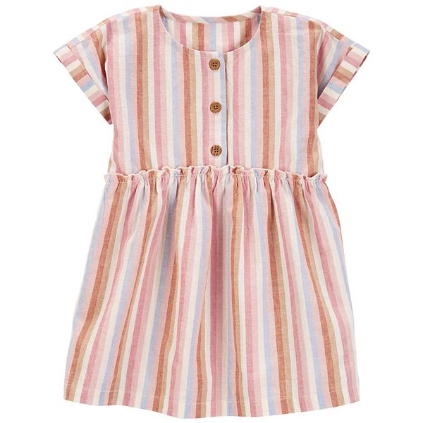 Toddler Girl Carter's Striped Linen Blend Dress