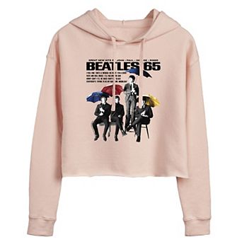 Juniors' The Beatles "65" Group Umbrella Shot Cropped Graphic Hoodie
