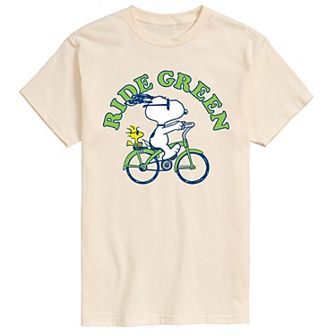 Men's Peanuts Ride Green Tee