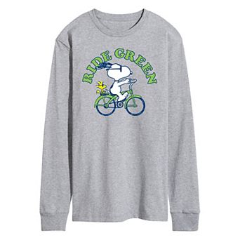 Men's Peanuts Ride Green Long Sleeve Tee