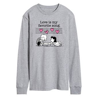 Men's Peanuts Valentines Piano Long Sleeve Tee