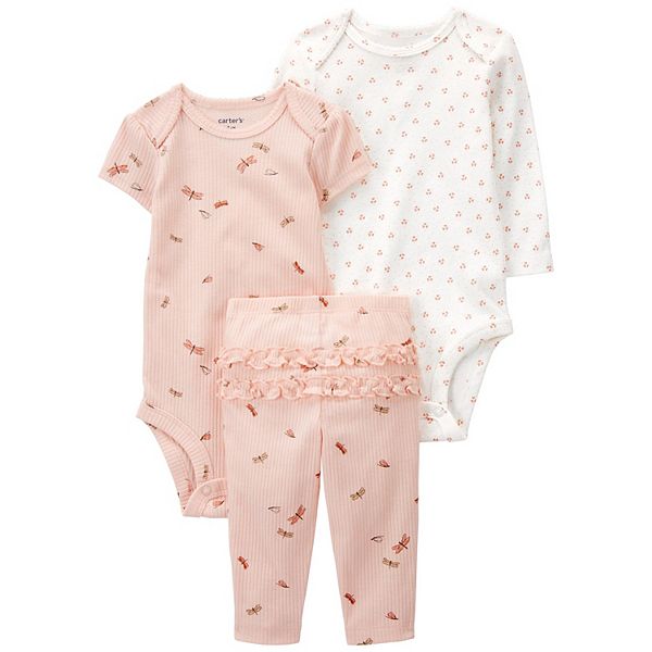 Baby Girl Carter's Butterfly Bodysuits & Pants Set - Pink (3 MONTHS)