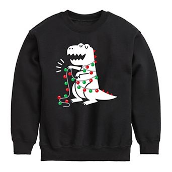 Boys 8-20 Christmas Lights Dinosaur Sweatshirt
