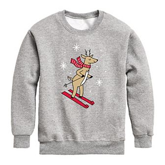 Boys 8-20 Skiing Reindeer Sweatshirt