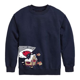 Boys 8-20 Shark Gingerbread House Sweatshirt