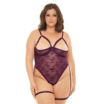 Plus Size Oh La La Cheri Elayne Open Cup Lace Bodysuit 52-11739X