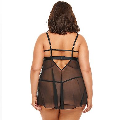 Plus Size Oh La La Cheri Riley 2-piece Babydoll Chemise & G-String Panty Lingerie Set 74-11781X