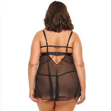 Plus Size Oh La La Cheri Riley 2-piece Babydoll Chemise & G-String Panty Lingerie Set 74-11781X 