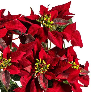 Vickerman Artificial Poinsettia and Leaf Bush - 18-in.