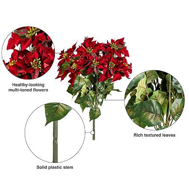 Vickerman Artificial Poinsettia and Leaf Bush - 18-in.