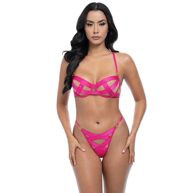 Women's Oh La La Cheri Raelyn 2-piece Bra & G-String Thong Panty Set 40-11911, Size: Small, Pink Yarrow