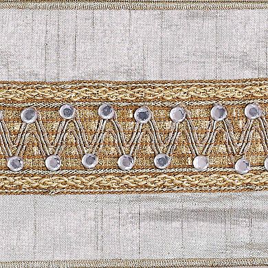 Vickerman Wired Edge Christmas Ribbon with Silver Jewels