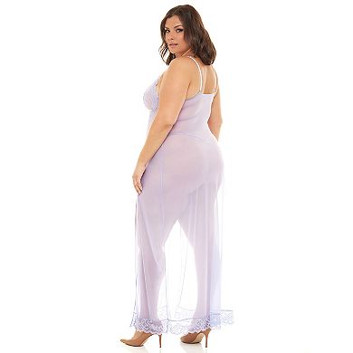 Plus Size Oh La La Cheri Valentine 2-piece Long Nightgown & Panty Lingerie Set 76-11495X