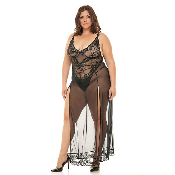 Plus Size Oh La La Cheri Valentine 2 piece Long Nightgown Panty Lingerie Set 76 11495X