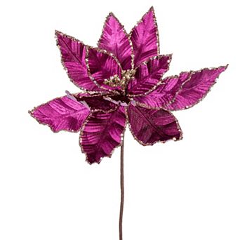 Vickerman 3 pk 24-Inch Artificial Poinsettia with Sequin Trim