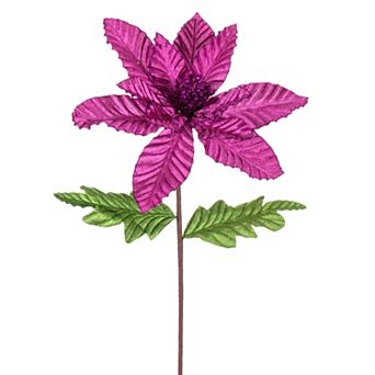 Vickerman 6 pk 22-Inch Artificial Glitter Trim Poinsettia