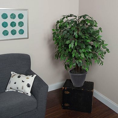 Vickerman Artificial Ficus Extra Full Bush in Round Plastic Container