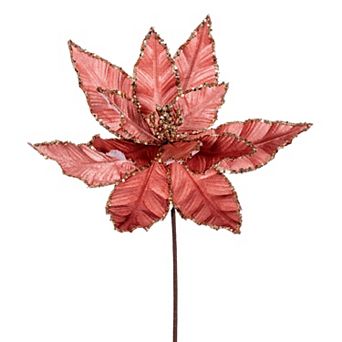 Vickerman 3 pk 24-Inch Artificial Sequin Trim Poinsettia