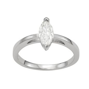 Moissanite Outlet Sterling Silver 3/4 Carat T.W. Lab-Created Moissanite Marquise Solitaire Ring