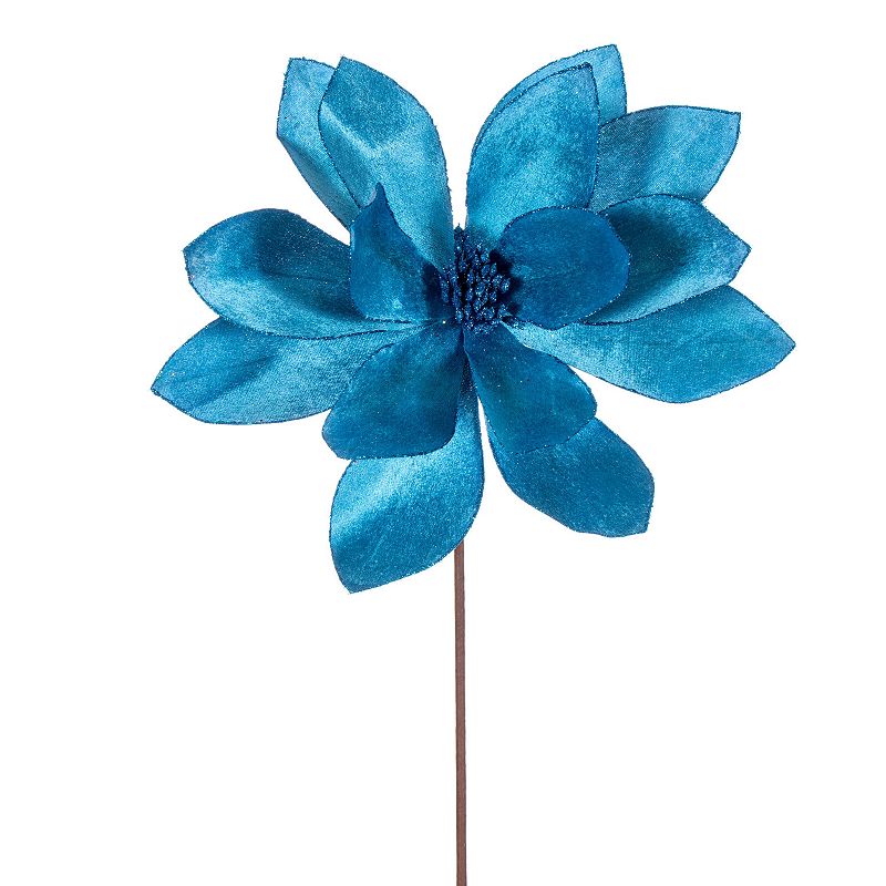 Vickerman 4-pk. Artificial Poinsettia Stem with Glitter Trim, Turquoise
