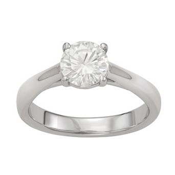 Moissanite Outlet Sterling Silver 1 Carat T.W. Lab-Created Moissanite Round Cathedral Solitaire Ring