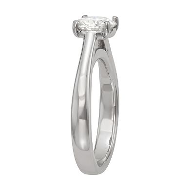 Moissanite Outlet Sterling Silver 1 Carat T.W. Round Cathedral Solitaire Ring