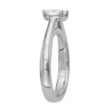 Charles & Colvard Sterling Silver 1 1/10 Carat T.W. Cushion Cathedral Solitaire RIng