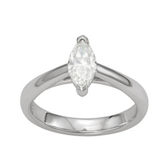 Moissanite Outlet Sterling Silver 3/4 Carat T.W. Lab-Created Moissanite Marquise Cathedral Solitaire Ring