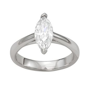 Moissanite Outlet Sterling Silver 1 3/8 Carat T.W. Marquise Cathedral Solitaire Ring