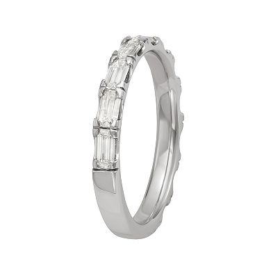 Moissanite Outlet Sterling Silver 1 1/10 Carat T.W. Emerald Cut Moissanite Anniversary Band