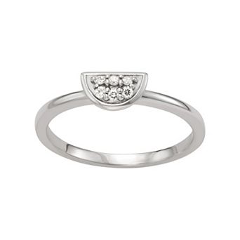 Moissanite Outlet Sterling Silver 1/10 Carat T.W. Pave Lab-Created Moissanite Half Moon Ring