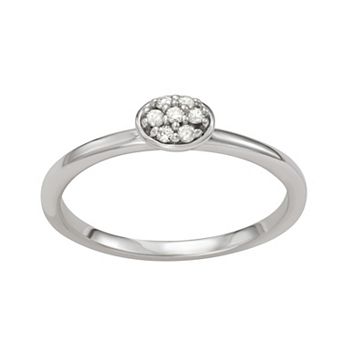 Moissanite Outlet Sterling Silver 1/10 Carat T.W. Pave Lab-Created Moissanite Oval Ring
