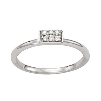 Moissanite Outlet Sterling Silver 1/10 Carat T.W. Rectangular Pave Lab-Created Moissanite Ring