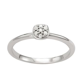 Moissanite Outlet Sterling Silver 1/10 Carat T.W. Cushion Pave Lab-Created Moissanite Ring