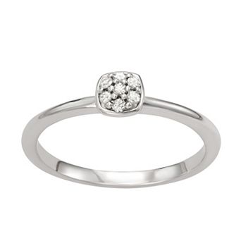 Moissanite Outlet Sterling Silver 1/10 Carat T.W. Cushion Pave Lab-Created Moissanite Ring