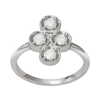 Moissanite Outlet Sterling Silver 1/2 Carat T.W. Lab-Created Moissanite Clover Ring