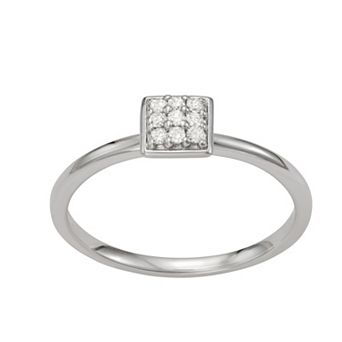 Moissanite Outlet Sterling Silver 1/10 Carat T.W. Square Pave Lab-Created Moissanite Ring