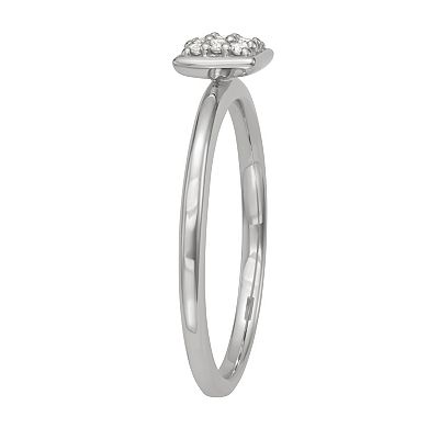 Moissanite Outlet Sterling Silver 1/10 Carat T.W. Square Pave Moissanite Ring