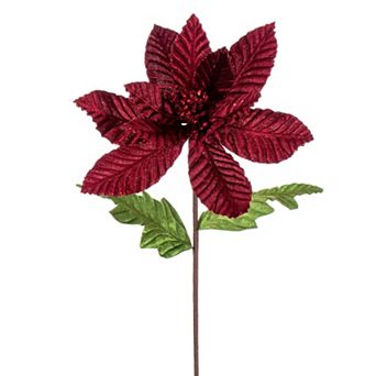 Vickerman 22-Inch Artificial Glitter Trim Poinsettia 6 pk