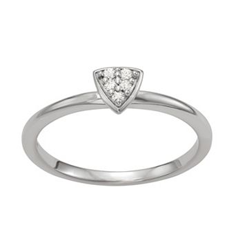 Moissanite Outlet Sterling Silver 1/10 Carat T.W. Triangular Pave Lab-Created Moissanite Ring