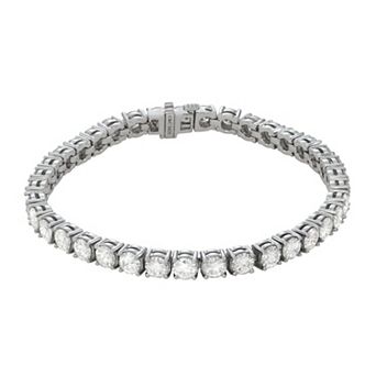 Moissanite Outlet Sterling Silver 12 1/5 Carat T.W. Round Lab-Created Moissanite Tennis Bracelet
