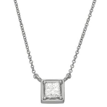 Moissanite Outlet Sterling Silver 5/8 Carat T.W. Square Brilliant Lab-Created Moissanite Pendant Necklace