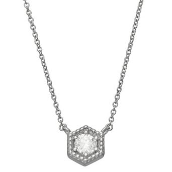 Moissanite Outlet Sterling Silver 1/3 Carat T.W. Lab-Created Moissanite Hexagon Solitaire Pendant Necklace